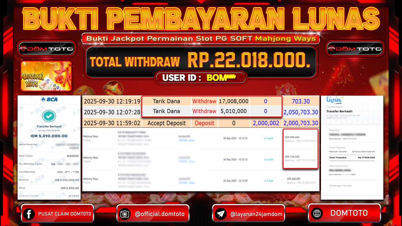 JACKPOT SLOT Mahjong Ways PG Soft 30 SEPTEMBER 2025